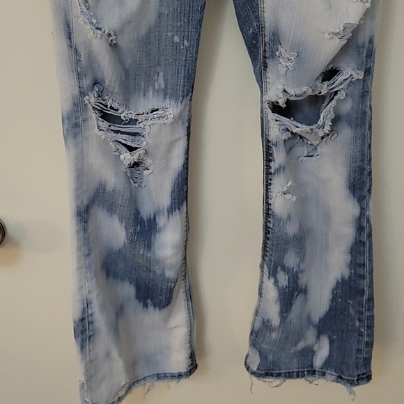 Stone LOVE 1990s Destroyed Bleached Low Rise Grunge Denim Jeans Size 9 Juniors - Picture 2 of 15